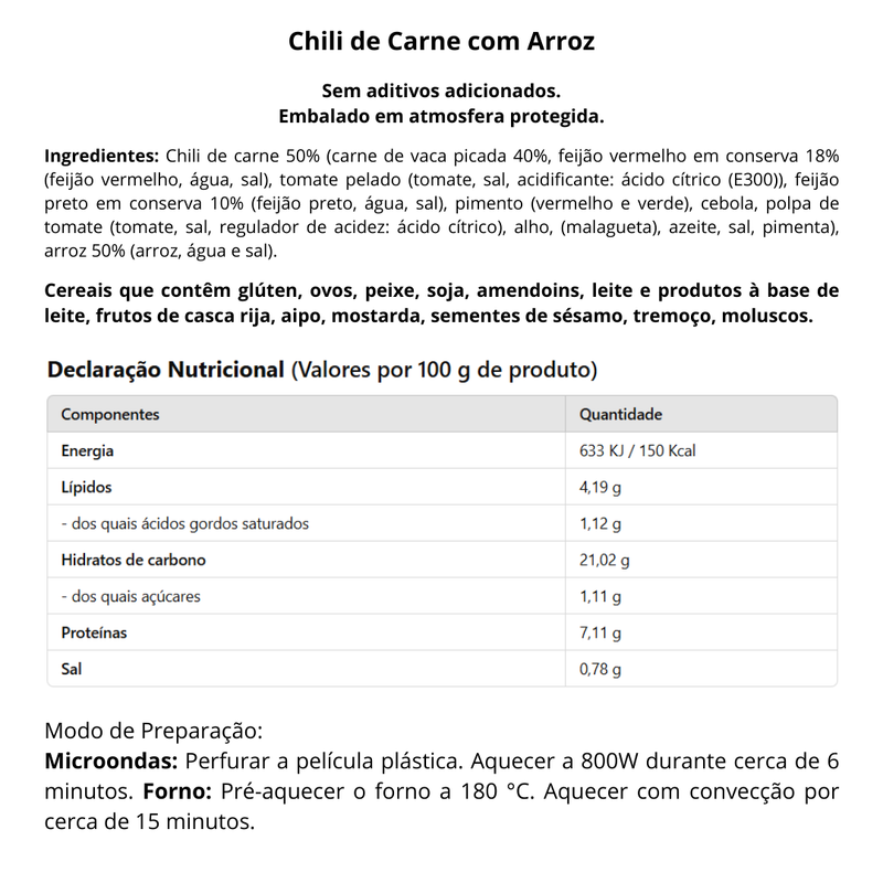 Chili de Carne com Arroz - 350g