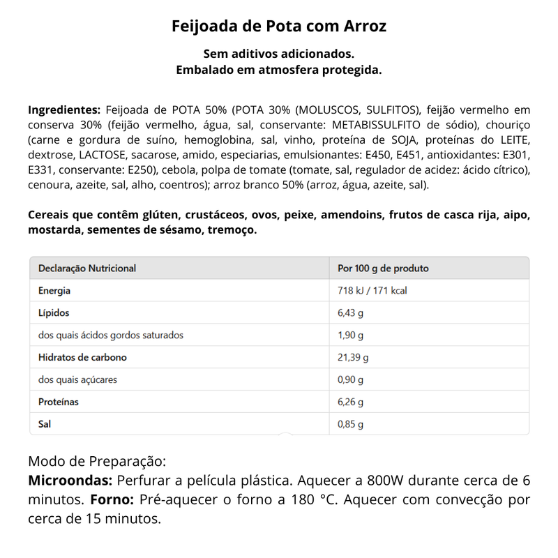 Feijoada de Pota com Arroz - 350g