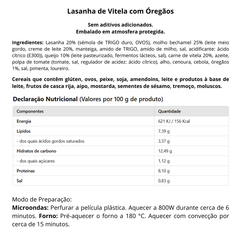 Lasanha de Vitela - 350g